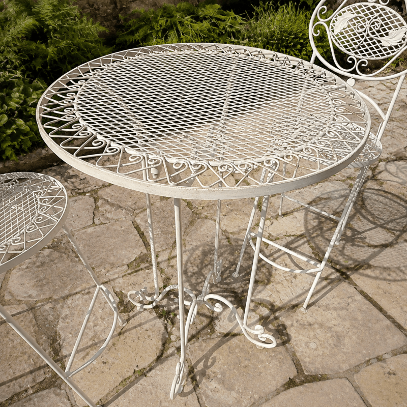 Openwork round metal bar-height garden table Ø 70 cm