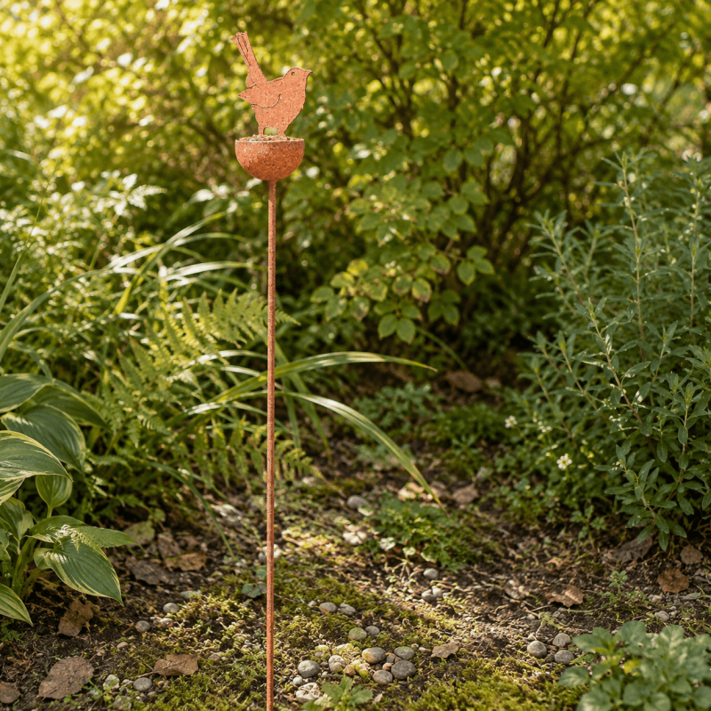 Bird feeder garden stake for flower beds and planters