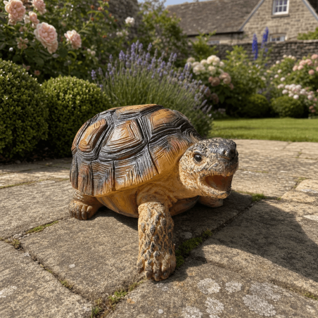 Tortue décorative en résine à la carapace brune