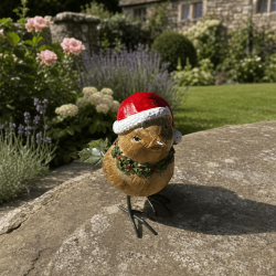 Oiseau de Noël décoratif en résine avec bonnet et écharpe