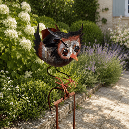 Metal mother and baby owl garden decoration