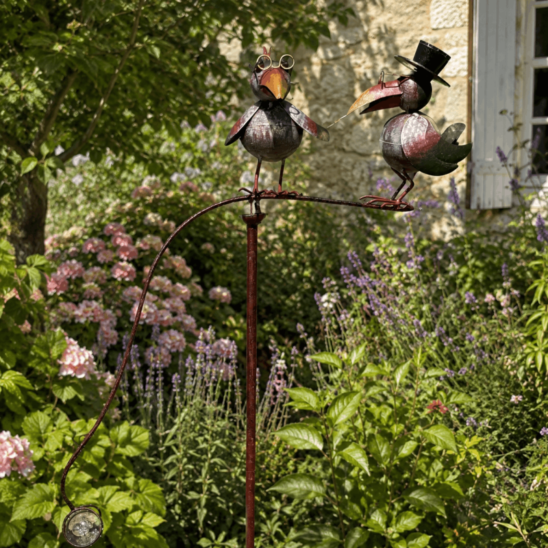 Balancing garden mobile with two metal crows 168 cm