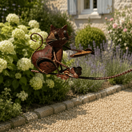 Decorative cat and mice wind spinner for the garden