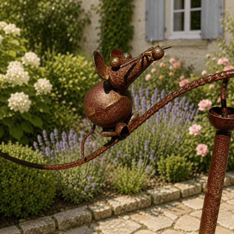 Cat and mice rotating garden stake 154 cm
