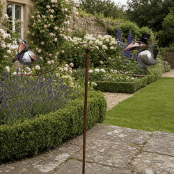 Balancing garden mobile with two metal crows 150 cm