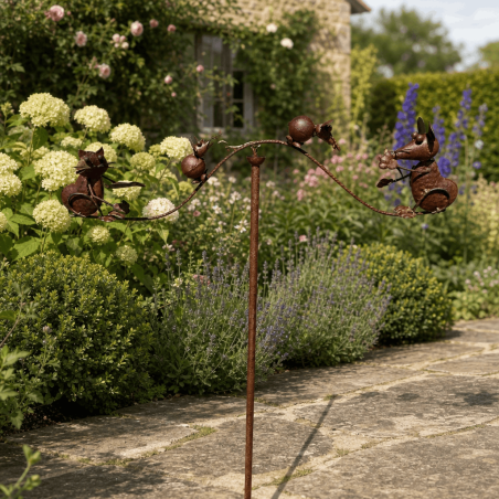 Cat & Mice Garden Wind Spinner Stake 154 cm | Metal