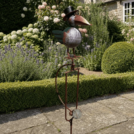 Balancing Crow Garden Mobile with Glass Ball – 146 cm