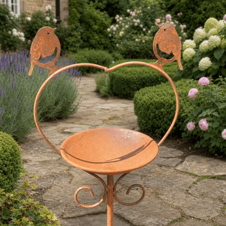 Heart-shaped metal bird feeder garden stake 99 cm