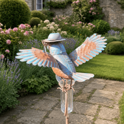 Decorative raven rain gauge with funnel, H 140 cm
