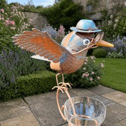 Decorative raven rain gauge with funnel, H 140 cm