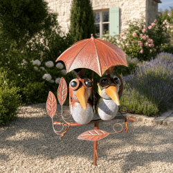 Decorative bird rain gauge on a stake, H 135 cm