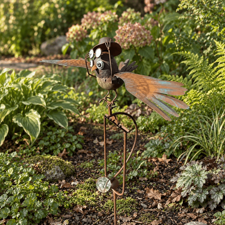 Mobile de jardin chouette aviateur à balancier – ailes mobiles