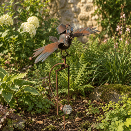 Mobile de jardin chouette aviateur à balancier – ailes mobiles