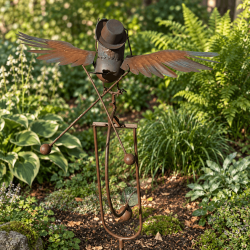 Mobile de jardin chouette aviateur à balancier – ailes mobiles