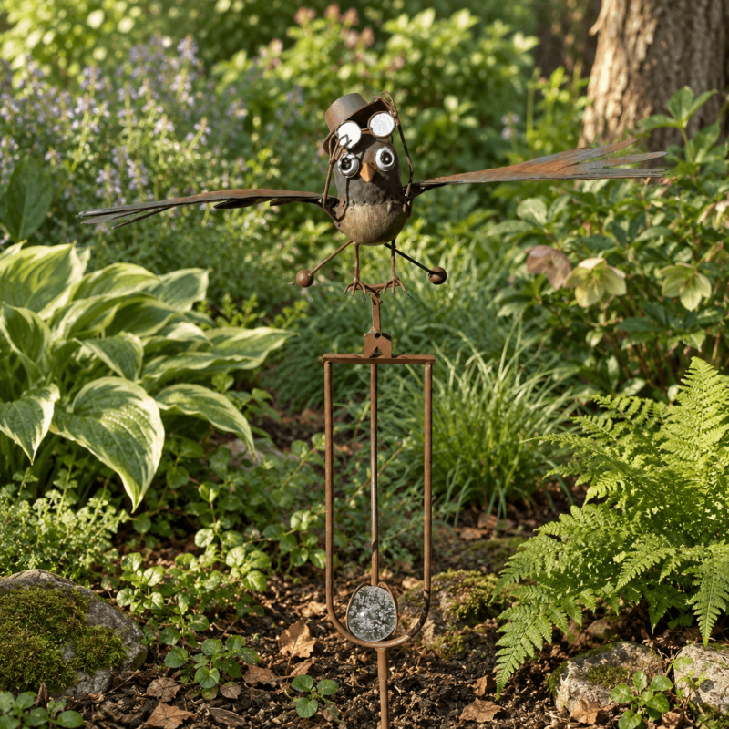Mobile de jardin chouette aviateur à balancier – ailes mobiles