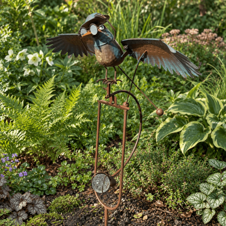 Mobile de jardin oiseau aviateur à balancier – ailes mobiles