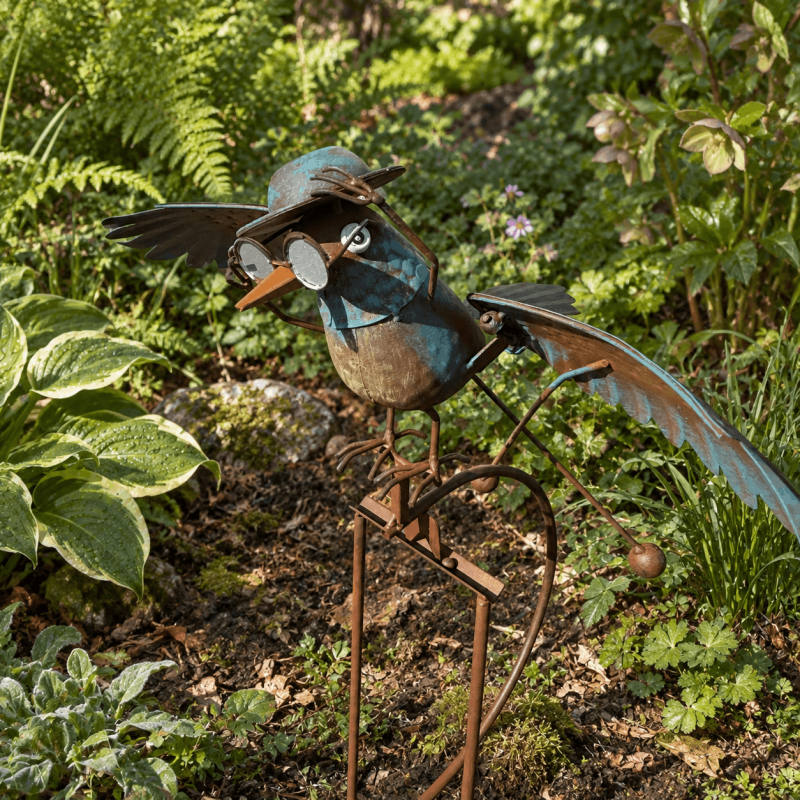 Mobile de jardin oiseau aviateur à balancier – ailes mobiles