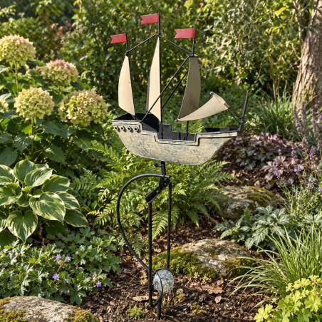 Mobile de jardin voilier à balancier en métal – H 144 cm