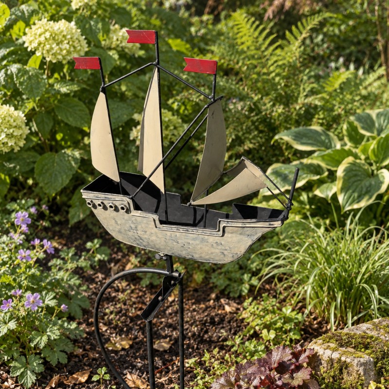 Mobile de jardin voilier à balancier en métal – H 144 cm