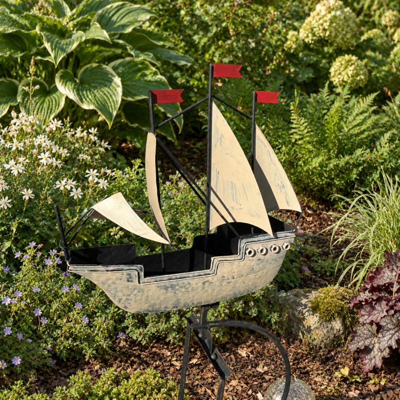 Mobile de jardin voilier à balancier en métal – H 144 cm