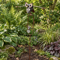 Mobile de jardin chouette et ses bébés à ailes mobiles – H 126 cm