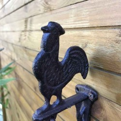 Cast-iron rooster-design garden gate doorbell