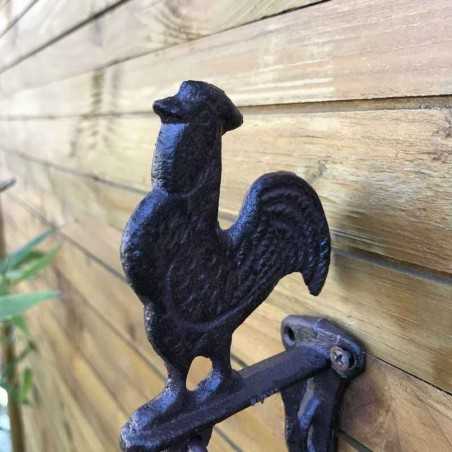 Cast-iron rooster-design garden gate doorbell