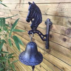 Cast iron horse-head doorbell for a garden gate or entrance gate