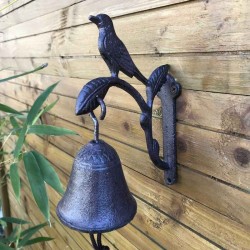 Cast Iron Garden Door and Gate Bell with Bird Motif