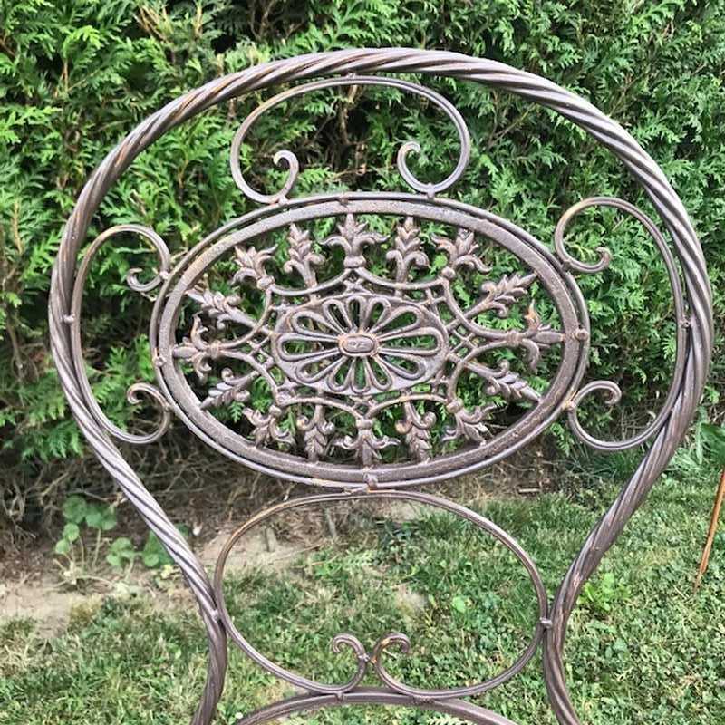 Brown Patinated Bistro Garden Set in Iron and Cast Iron