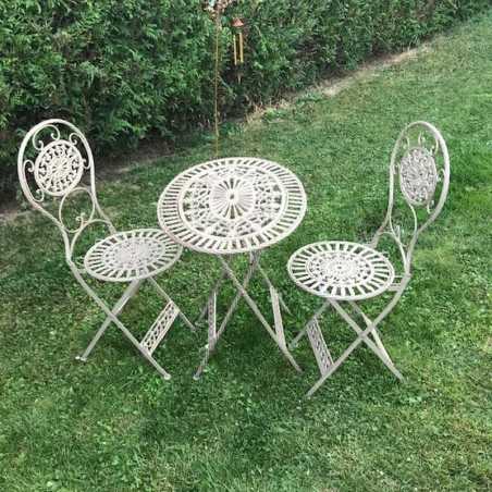 Brown Patinated Bistro Garden Set in Iron and Cast Iron, Top View