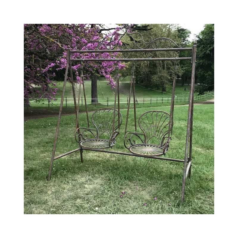 Comfortable Wrought Iron Garden Swing – Full View