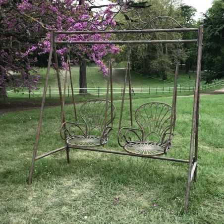 Comfortable Wrought Iron Garden Swing – Full View