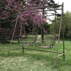 Rocking Chair Patinated Gray Iron and Cast Iron Outdoor Rocking Chair Side View