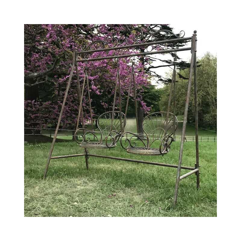 Rocking Chair Patinated Gray Iron and Cast Iron Outdoor Rocking Chair Side View