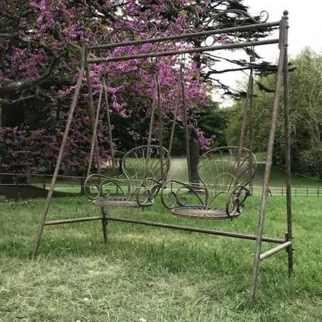 Rocking Chair Patinated Gray Iron and Cast Iron Outdoor Rocking Chair Side View