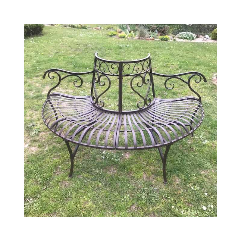 Half-Moon Bench in Patinated Brown Iron