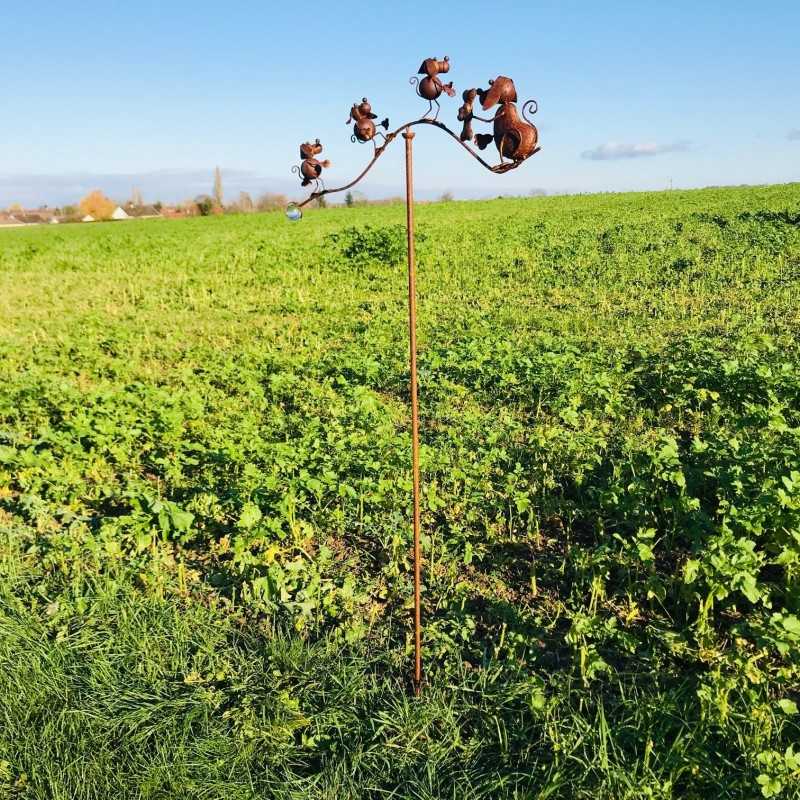 Pic décoratif de jardin, balancier en fer motifs chiens