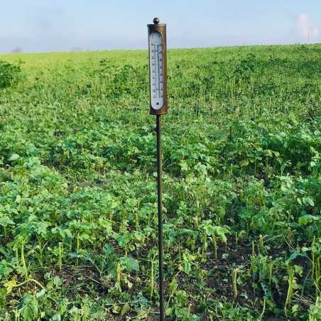 Bronze-colored iron garden thermometer stake
