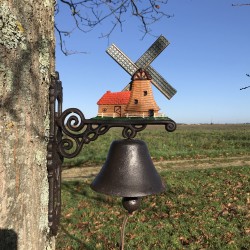 Large Cast Iron Door Bell H 40cm with Windmill Motif
