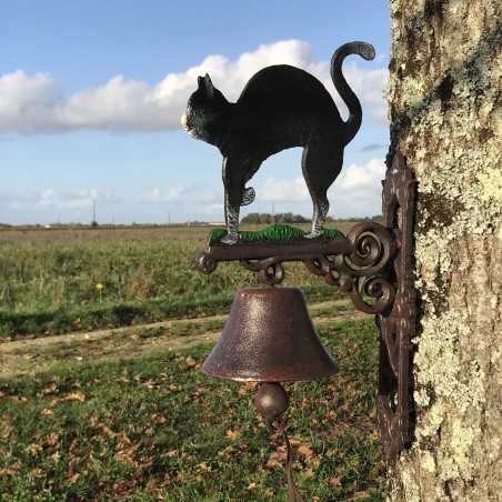 Large Cast-Iron Doorbell, H 45 cm, Black Cat Design