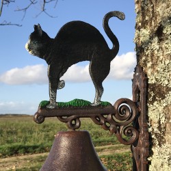 Large Cast-Iron Doorbell, H 45 cm, Black Cat Design
