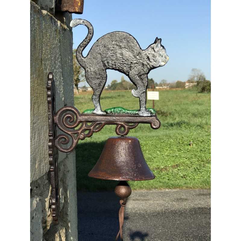 Large Cast-Iron Doorbell, H 45 cm, Black Cat Design