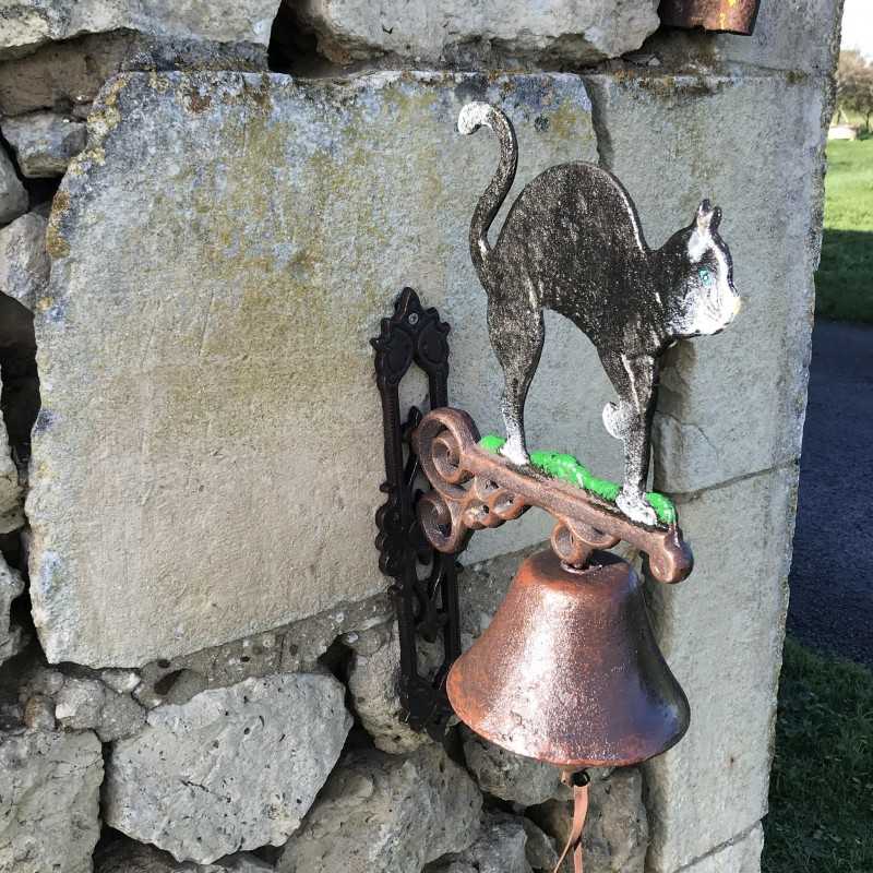 Large Cast Iron Door Bell H 45cm Black Cat Design