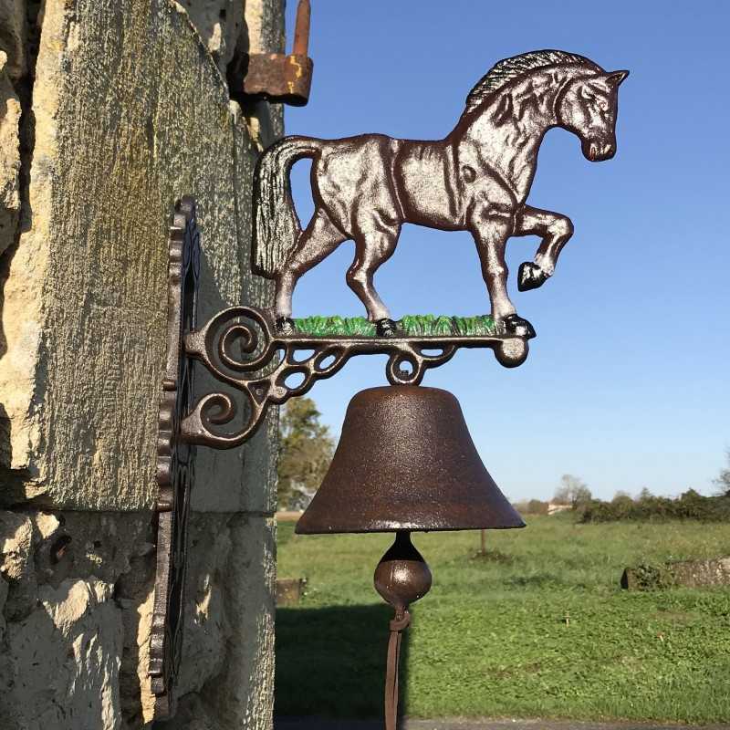 Large Cast-Iron Door Bell, H 45 cm, Horse Design