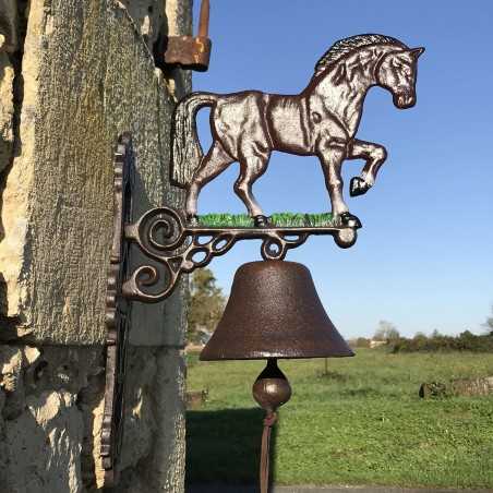 Large Cast-Iron Door Bell, H 45 cm, Horse Design