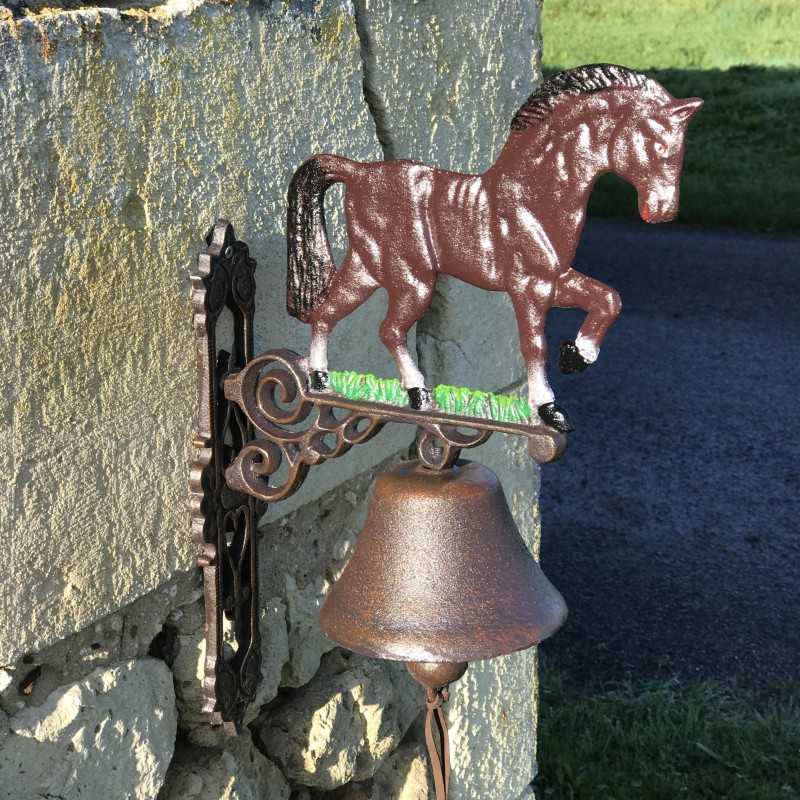 Large Cast-Iron Door Bell, H 45 cm, Horse Design
