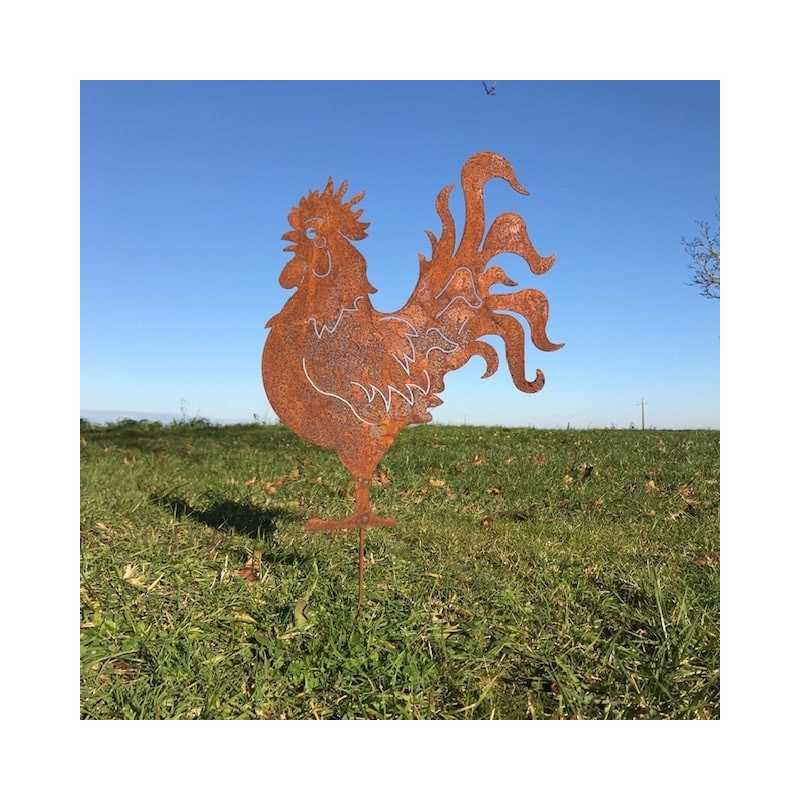Large Metal Rooster Silhouette for Garden Decoration