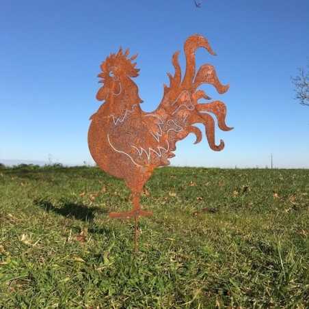 Large Metal Rooster Silhouette for Garden Decoration