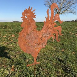 Large Metal Rooster Silhouette for Garden Decoration